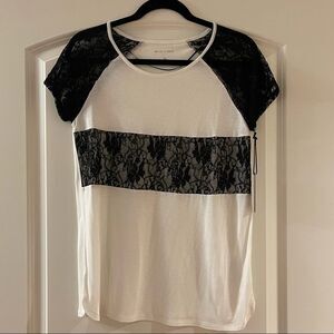 White summer top with black lace